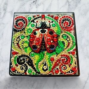 Colorful Hand Crafted Ladybug Diamond Art Note Box